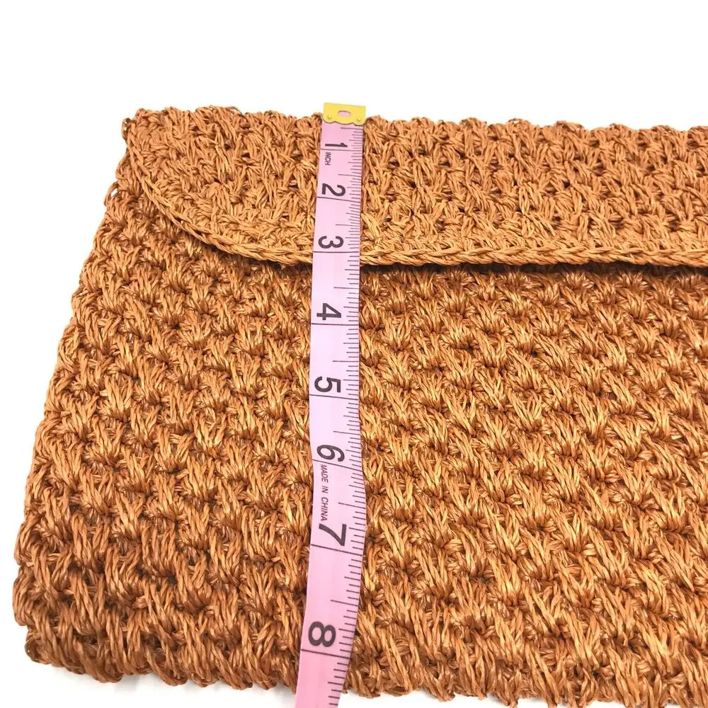 genie Vintage Rust Woven Straw Clutch Envelope Style